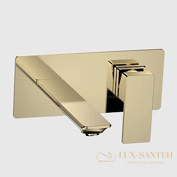 смеситель для раковины встраиваемый aquame savona aqm6815gg, с внутренней частью, без донного клапана, золото