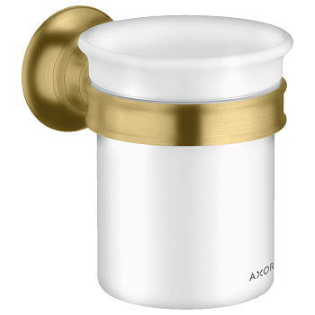 axor montreux, 42134250, стакан подвесной, цвет шлифованное золото х белый