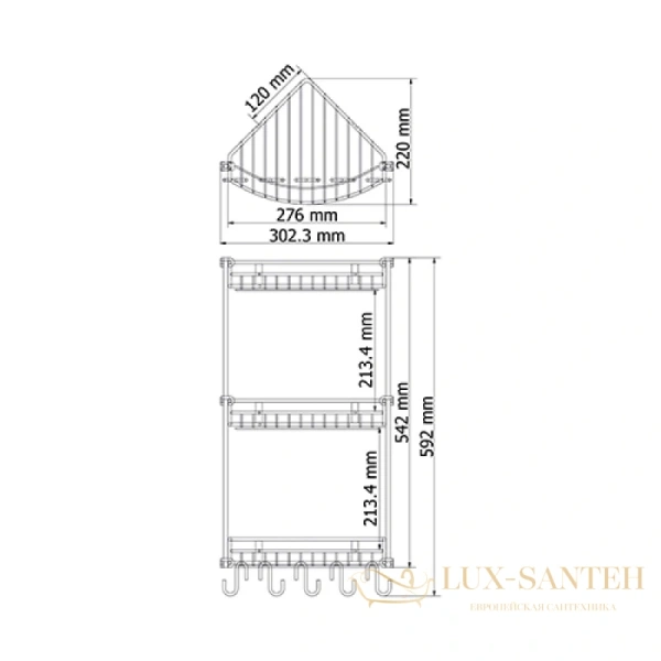 полка угловая wasserkraft k-1233, хром