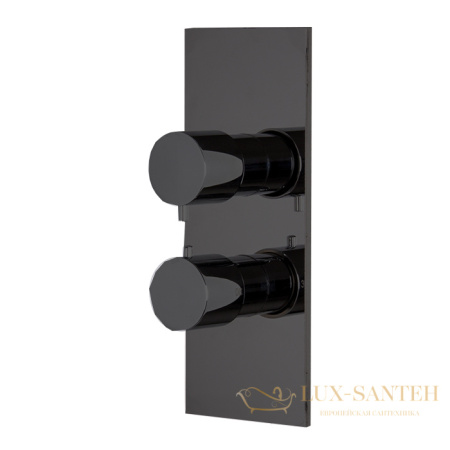 термостат для душа встраиваемый fima carlo frattini fimatherm, f3939x7ns, с переключателем на 2/3 выхода, внешняя часть, черный матовый