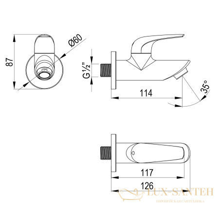 кран для бани lemark project lm4690gm, графит