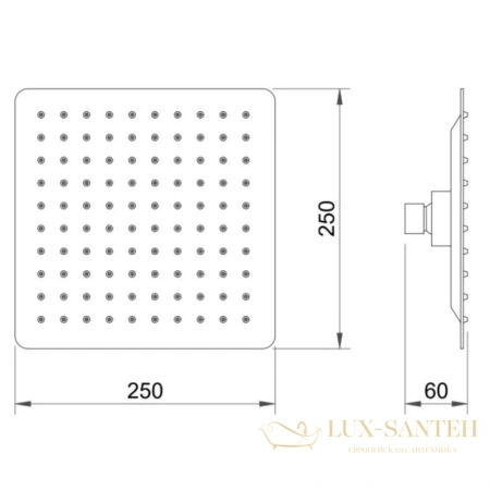 верхний душ berges ventas s 074001 250 мм, хром