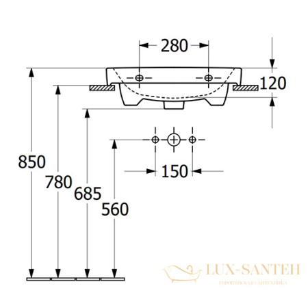 pаковина подвесная villeroy&boch architectura, 4a87mlr1, ceramicplus, 55x42x16,5 см, без перелива, белый глянцевый