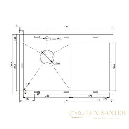 кухонная мойка seaman eco marino smv-z-780r.a, нержавеющая сталь