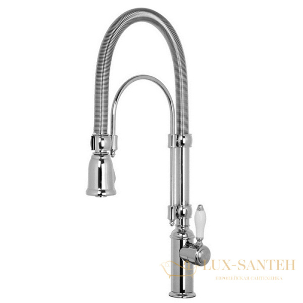 cмеситель для кухни fima carlo frattini kitchen, f7030cr, c выдвижным 2 режимным гибким изливом, хром