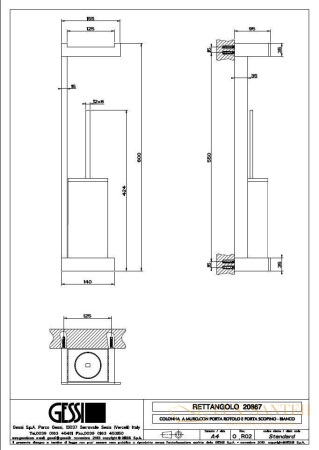 стойка gessi rettangolo 20867.031 для туалета, хром/белый