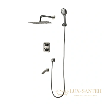 душевая система встраиваемая термостатическая для ванны lemark bronx lm3742gm, графит