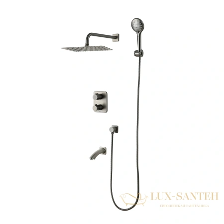 душевая система встраиваемая термостатическая для ванны lemark bronx lm3742gm, графит