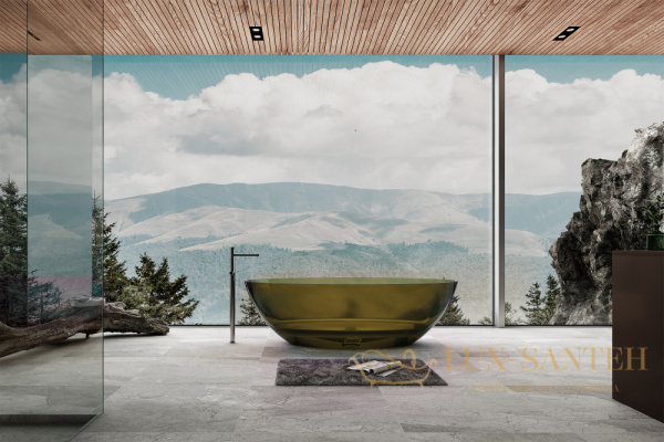 ванна свободностоящая прозрачная abber kristall at9702vesuvian, 180х85х52h см, оливковый глянцевый