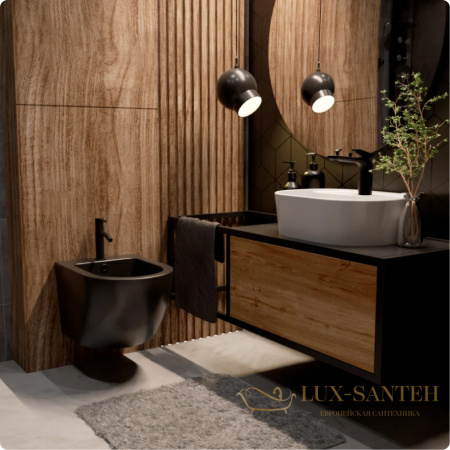 биде подвесное aquame aqm2102mb, с 1 отверстием под смеситель, черный матовый