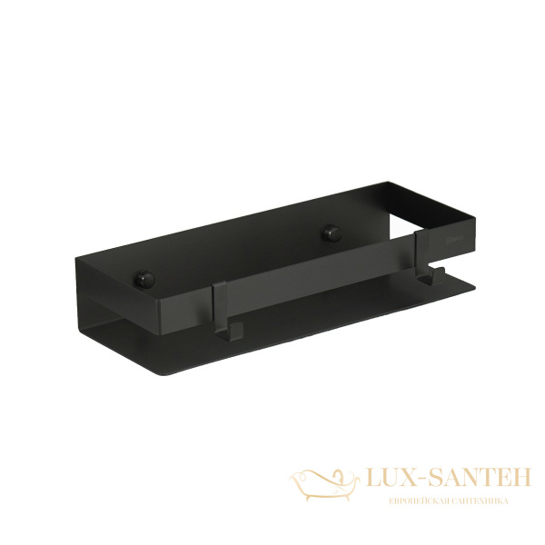 полка для душа lemark shelf line 9772050, 300 мм с крючками, черный матовый