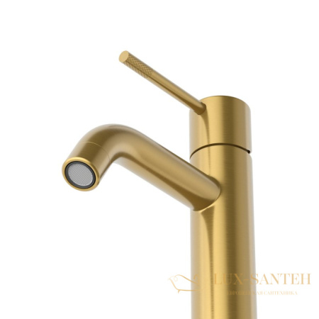 смеситель для раковины cezares relax-ls1-boro, с донным клапаном, золото брашированное