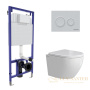 комплект berges 043391: подвесной унитаз okus rimless с системой инсталляции novum 525 и панелью смыва, белый