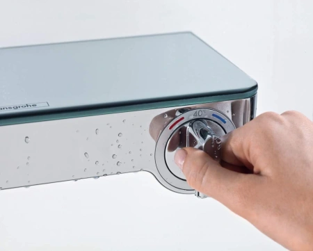 смеситель для ванны с термостатом hansgrohe ecostat select push белый/хром 13151400