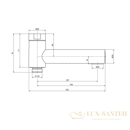 излив поворотный для смесителя aquame aqm8301mb, с запорным керамическим картриджем, черный матовый