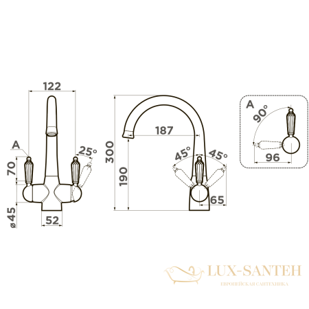 смеситель для кухни omoikiri okinawa-2-ab, 4994254, цвет античная латунь