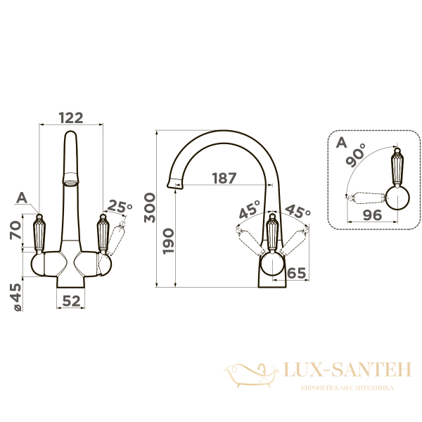 смеситель для кухни omoikiri okinawa-2-ab, 4994254, цвет античная латунь
