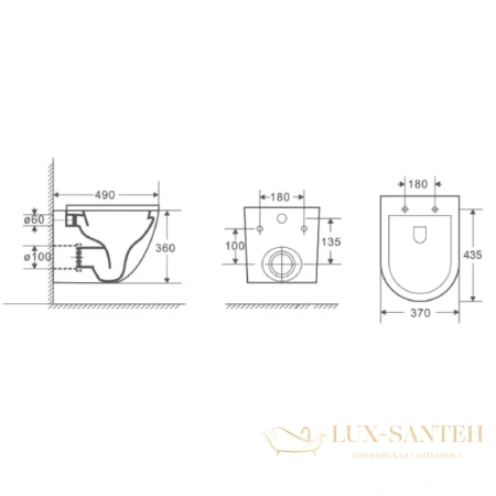 подвесной безободковый унитаз d&k matrix dt1396016 с сиденьем микролифт, белый