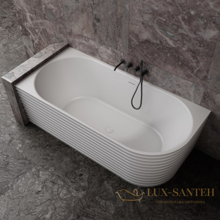 ванна угловая из искусственного камня abber stein as9651 l, левосторонняя, 170х80х55h см, белый матовый 