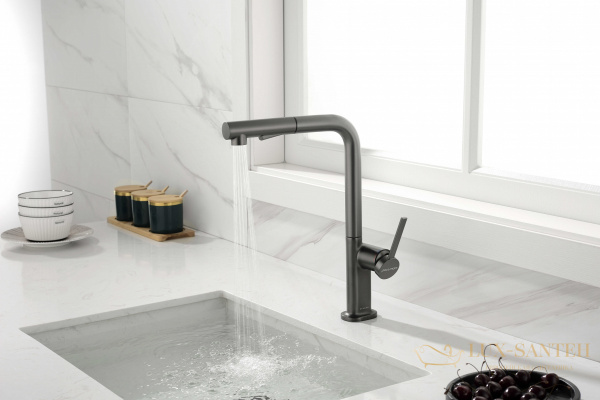 смеситель для кухни с выдвижным изливом paulmark neo ne214419-b, беретта b (gm)