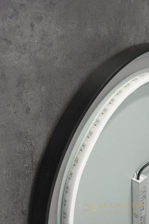 зеркало xpertials olekr 84354135-36938 80 см, led свет, вкл/выкл с диммером, антизапотевание, профиль черный матовый