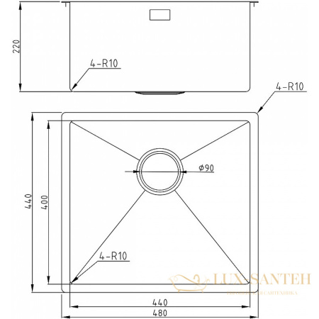 кухонная мойка milacio denia mc.77448 48 см, золото