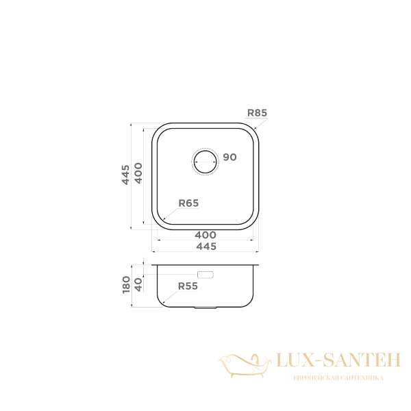 кухонная мойка omoikiri omi 44-u х i-in quadro нерж.сталь х нержавеющая сталь, 4993494