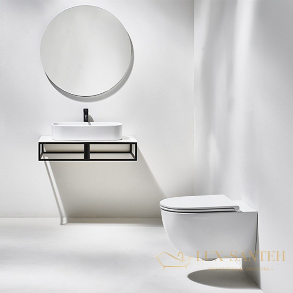 унитаз подвесной безободковый simas trevi tr 18 bia, 370х560х310h мм, белый глянцевый