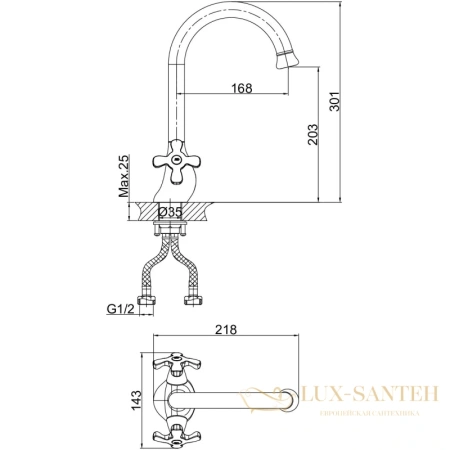 смеситель d&k hessen.lorsch da1412401 для кухни, хром