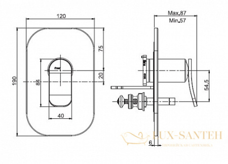 смеситель для душа встраиваемый fima carlo frattini flo' f3809x2sn, на 2 выхода, никель брашированный