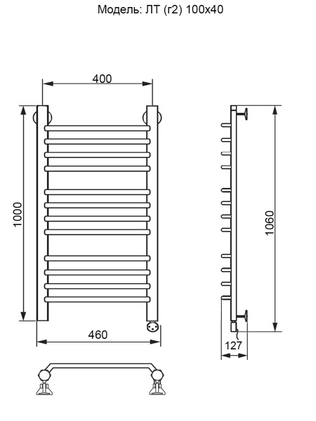 полотенцесушитель электрический ника trapezium лт (г2) 100/40 правый тэн, цвет хром
