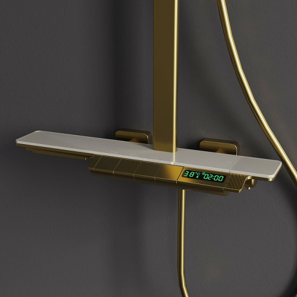 душевая система rgw shower panels 51140134-06 с термостатом sp-34g, золото брашированное