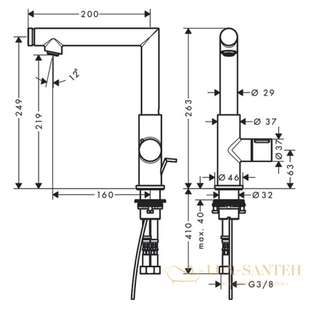 смеситель для раковины 200, axor uno, 45016000, с донным клапаном, хром