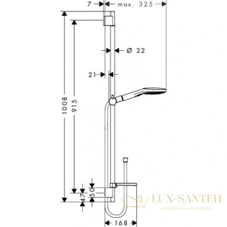 душевой гарнитур hansgrohe raindance select e 120 26621000 со штангой 90 см и мыльницей, хром