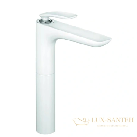 смеситель для раковины kludi balance white 522989175 без донного клапана, хром/белый