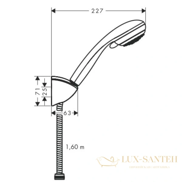 душевой гарнитур hansgrohe croma 27559000 с держателем и шлангом 160 см, хром