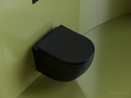 унитаз подвесной ceramica nova uno cn11001mb, безободковый, с сиденьем микролифт, черный матовый