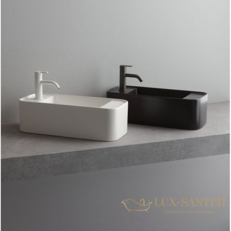 раковина прямоугольная white ceramic geo mini w7107f01 накладная с отверстием п/с 50,5x22,5x15, белый глянцевый