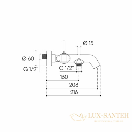 смеситель для ванны aqueduto cano can0645, оружейная сталь