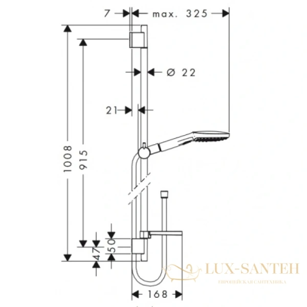 душевой гарнитур hansgrohe raindance select e 120 26621400 со штангой 90 см и мыльницей, белый/хром