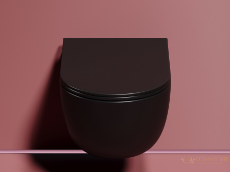 унитаз подвесной ceramica nova modena cn6063mb безободковый, с сиденьем микролифт, черный матовый