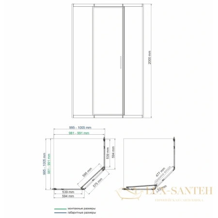 душевой уголок wasserkraft naab 86s38 100х100 см