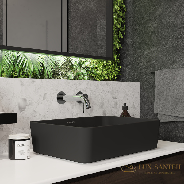 раковина накладная aqueduto espiral, esp0440, прямоугольная 370*500, черный матовый