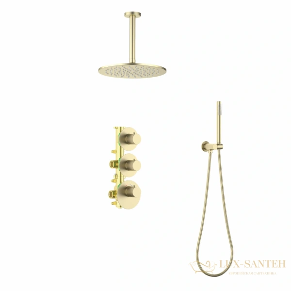 душевая система для душа термостатическая встраиваемая timo saona sx-2399/17sm, золото матовое