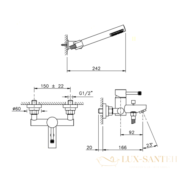 смеситель для ванны nicolazz arena, 3701cr, с душевой лейкой, хром
