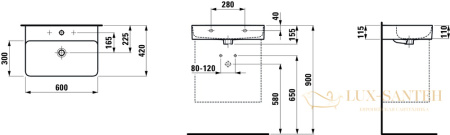 раковина laufen val 8.1028.3.400.109.1 60 см, белый глянцевый 