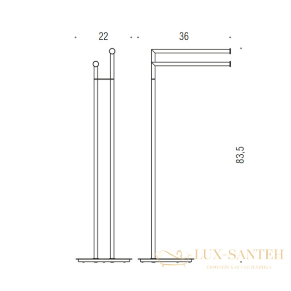 стойка напольная с двойным полотенцедержателем colombo mini b4038.cr, h83,5*36cм d22cм, хром