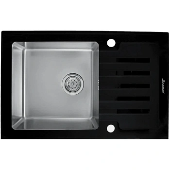 кухонная мойка seaman eco glass smg-780b.b, нержавеющая сталь/черный