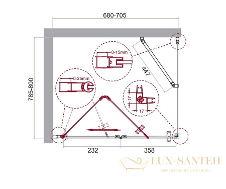 душевой уголок belbagno albano albano-ash-1-70/80-c-cr 70х80 см профиль хром, стекло прозрачное 