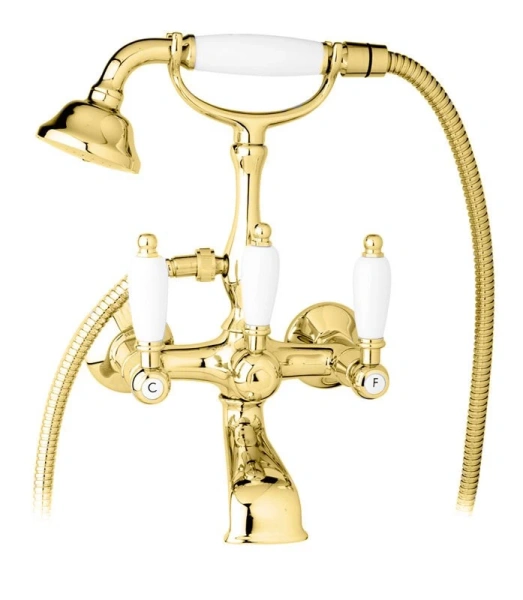 смеситель cezares first first-vd-03/24-bi для ванны с ручным душем, золото 24 карата